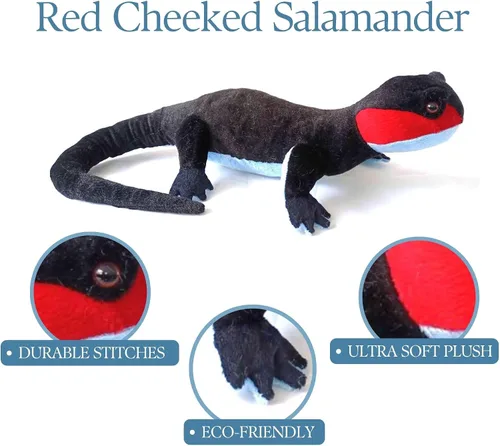Vista 3 de The Petting Zoo Salamandra de peluche, regalos para niños, animales reptiles salvajes Onez, juguete de peluche de salamandra roja de 9 pulgadas