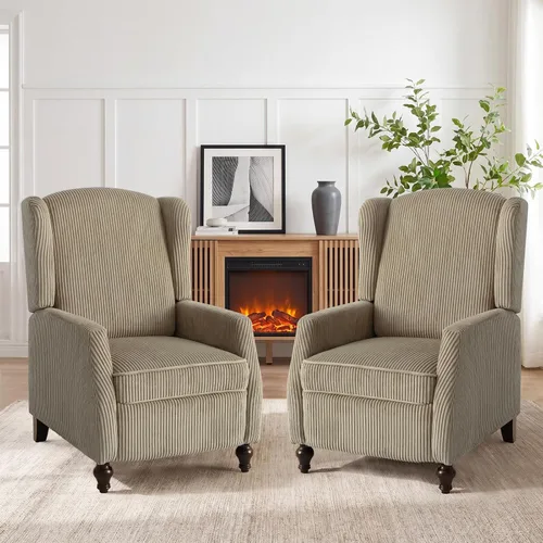 Vista 25 de Silla reclinable PALLOME con respaldo alto, asiento con masaje y calor, tapizado de tela, con respaldo acolchado, silla reclinable para sala de Beige