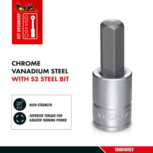 Vista 2 de Teng Tools Enchufe hexagonal de cromo vanadio métrico de 1/2 pulgada de 0.197 in Herramienta mecánica Herramienta de mano - M121505-C