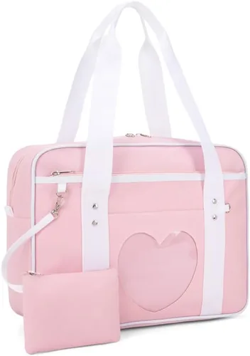 Vista 8 de Bolso japonés con ventana en forma de corazón versátil como bolso de hombro para computadora portátil