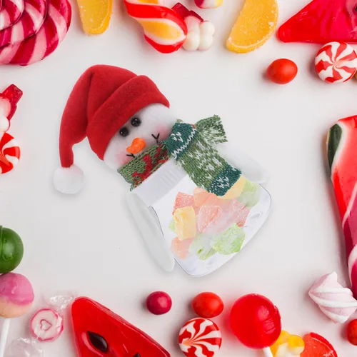 Vista 9 de Abaodam 5 cajas de galletas de Navidad, tarros de dulces de Navidad con tapas, tarros de plástico para dulces de Navidad, caja de almacenamiento