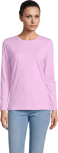 Vista 16 de Lands' End - Camiseta de manga larga, cuello redondo y holgada de algodón Supima cultivado en EE. UU. para mujer Blanco
