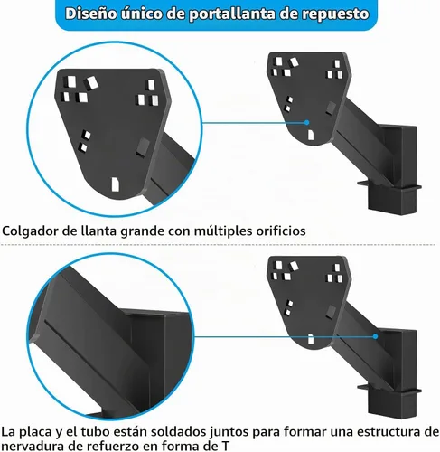 Vista 3 de Soporte para neumático de repuesto de bolsillo de estaca, soporte de neumático de repuesto para remolque, se adapta a la mayoría de ruedas de 4, 5