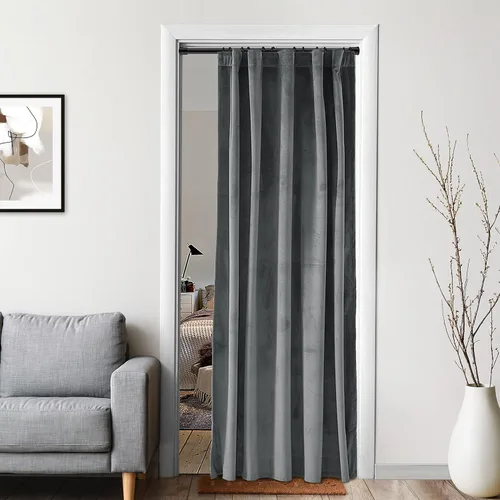 Vista 14 de XTMYI Paneles de Cortinas de Puerta Opacas de Terciopelo para Dormitorio, Aislamiento Térmico de Invierno Cálido con Pestaña Trasera y Bolsillo