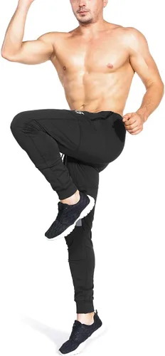 Vista 3 de ZENWILL Pantalones de entrenamiento cónicos para hombre, pantalones deportivos de entrenamiento ajustados con bolsillos con cremallera