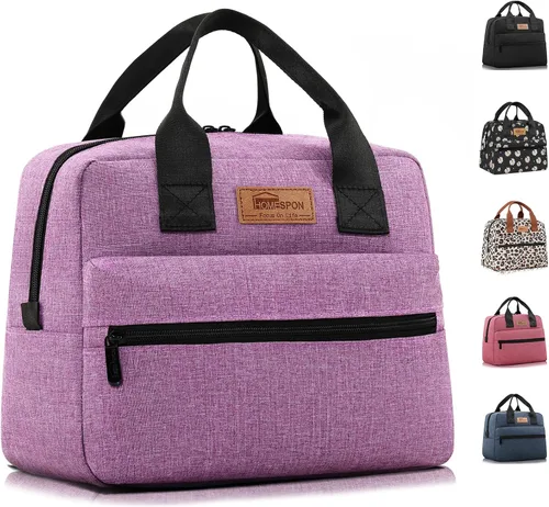 Vista 9 de HOMESPON Bolsa de almuerzo aislada para mujeres y hombres, lonchera hielera para el trabajo, picnic (negro)