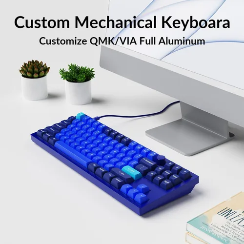 Vista 2 de Keychron Q3 - Perilla de teclado mecánico personalizado con cable, TKL Tenkeyless QMK/VIA macro programable con interruptor azul Gateron G Pro
