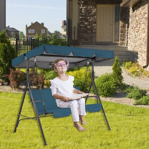 Vista 3 de ikasus Toldo de repuesto para columpio al aire libre, 65 x 45 pulgadas, cubierta superior de porche y funda de asiento, tela Oxford, jardín, patio