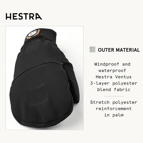 Vista 3 de Hestra Guante cortavientos para tirar, impermeable, resistente al viento Negro