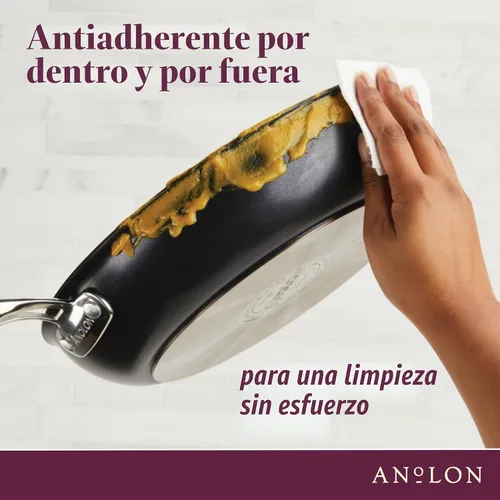 Vista 6 de Anolon Smart Stack - Juego de sartén antiadherente anodizada dura / Juego de sartenes - 8.5 pulgadas y 10 pulgadas, negro