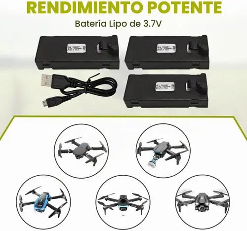 Vista 2 de sea jump 3 piezas 3.7V 1000mAh Batería Lipo con cable de carga USB Adecuada para E88 E88MAX E99 E99MAX BD101 P15PRO P8 A13 A15 K10MAX RC Drone