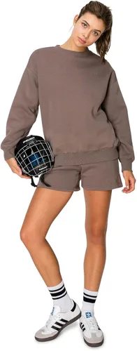 Vista 12 de Cali1850 Sudadera Cloud Nine Fleece Crew para mujer, ajuste relajado, cuello acanalado, puños y dobladillo