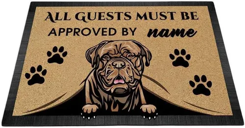 Vista 8 de Tapete personalizado con nombre de perro que mira al perro Cocker Spaniel, todos los invitados deben ser aprobados por alfombras para decoración