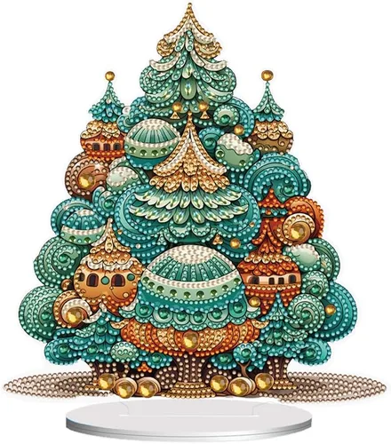 Vista 15 de Kits de Pintura de Diamante de Árbol de Navidad de Orgone Adornos de Escritorio para Adultos - Pintura de Arte de Diamante con Pintura Acrílica por