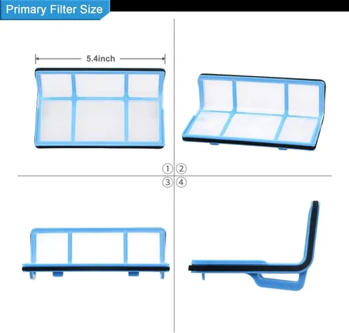 Vista 2 de Piezas de repuesto para aspiradora robótica ILIFE V3 V3s V5 V5s Pro, kit de accesorios incluye 1 filtro primario y 8 cepillos laterales y 8 filtros