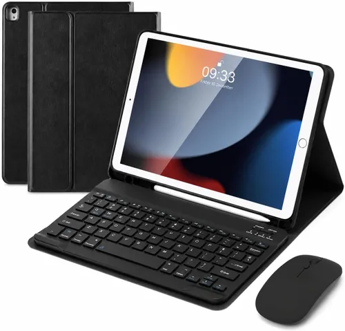 Vista 18 de SOPPY Funda con teclado Bluetooth con mouse para iPad de 6ª/5ª generación, iPad Pro de 9.7 pulgadas, Air 1/2, teclado inalámbrico desmontable