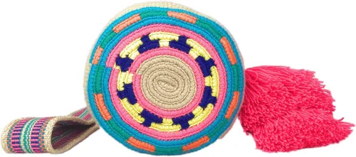 Vista 6 de Original Wayuu Mochila Bag For Women, Colombian boho bags, Handmade With Big Nice-Looking Tassels