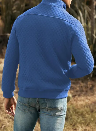 Vista 2 de JMIERR Sudadera acolchada para hombre, casual, de manga larga, cuello alto, con botones
