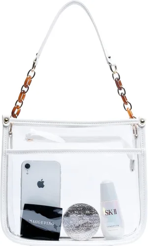 Vista 3 de KKXIU Bolso cruzado transparente de moda para mujeres y adolescentes y niñas aprobado por el estadio bolsa de concierto de piel sintética con correa
