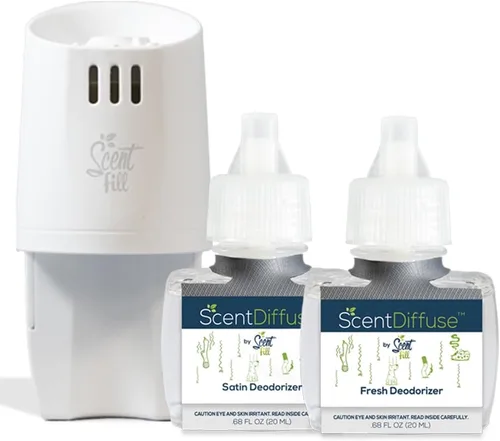 Vista 10 de ScentDiffuse - Kit de iniciación desodorizante para olores de mascotas, 2 recambios + difusor