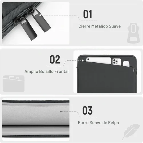 Vista 3 de Funda protectora duradera para laptop de 14 y 15 pulgadas, delgada, acolchada y con bolsillo frontal, compatible con MacBook Air MacBook Pro HP