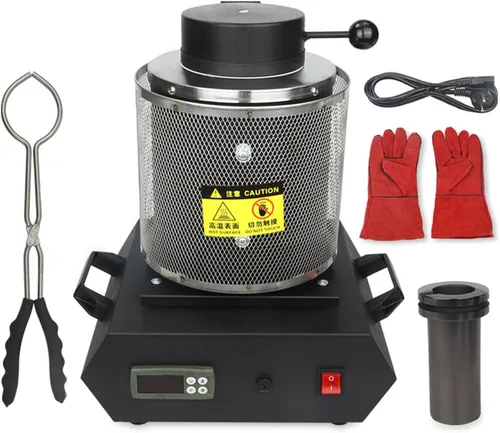 Vista 8 de Horno eléctrico de fusión de oro, kits de horno de fusión de metal, hasta 2,012.0 °F, con crisol de grafito, guantes de alta temperatura, pinzas