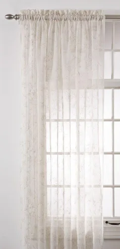 Vista 16 de Renaissance Home Fashion Stylemaster Reese - Cenefa festoneada transparente bordada en capas, 55 x 17 pulgadas, color moca