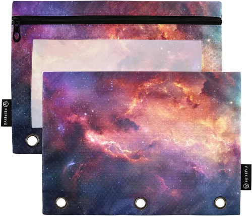 Vista 13 de SHJI Bolsas para carpetas, bolsa de lápices de mármol rosa y azul para carpeta de 3 anillas, paquete de 2 bolsas transparentes con cremallera