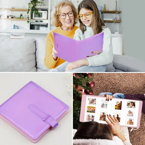 Vista 8 de Veicevol Álbum de fotos de 360 bolsillos para cámara Fujifilm Instax Mini, álbum para fotos Polaroid, cubierta de cuero, álbum de fotos para cámara