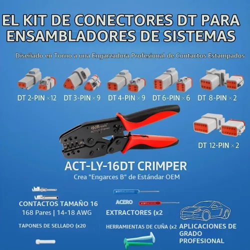Vista 3 de JRready Deutsch Kits de conectores ST6303: 2 3 4 6 8 12 Pin DT Kit de conector IP67 impermeable con crimpadora Deutsch ACT-LY-16DT, contactos