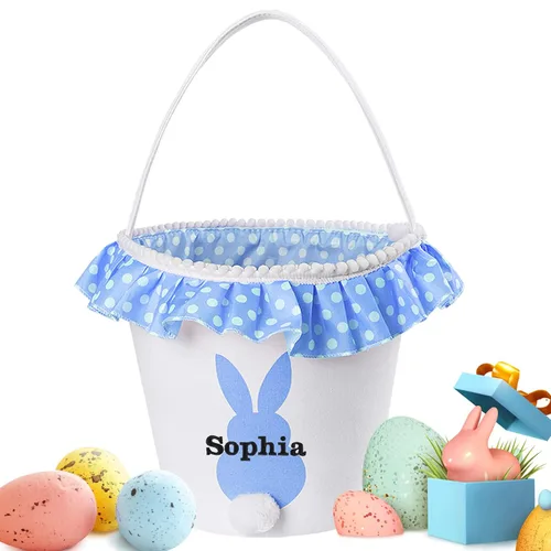 Vista 11 de Cestas de Pascua personalizadas para niños y niñas, canasta de conejo de Pascua de Touber para niños pequeños, canasta de caza de huevos de Pascua