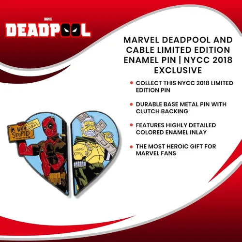 Vista 6 de Marvel Comics Deadpool and Cable - Pin esmaltado de edición limitada Exclusivo NYCC 2018 Insignia de broche de metal, Wade Wilson y Nathan Summers