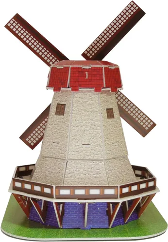 Vista 4 de Rompecabezas creativo 3D modelo de papel Holland Windmill DIY Fun & Educational Toys World Great Architecture Series, 45 piezas