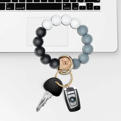 Vista 5 de Llavero pulsera con bolsillo para tarjetero, llavero con borla, llavero para mujer