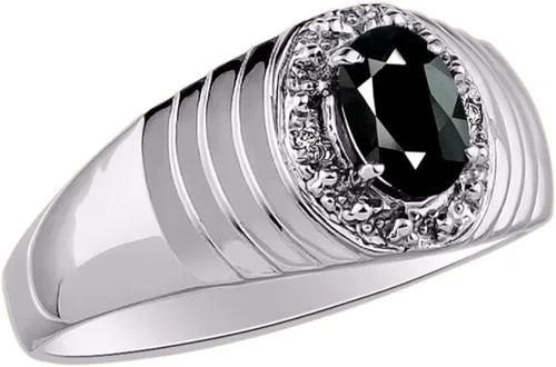 Vista 3 de RYLOS Anillos para hombre, plata de ley, halo clásico de diamantes auténticos, 0.276 x 0.197in, anillo de diseño de piedras preciosas ovaladas