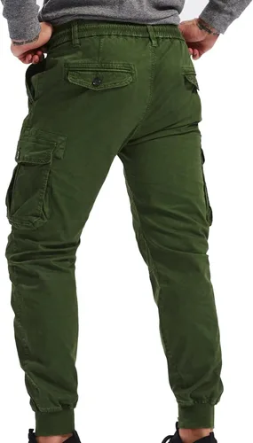 Vista 4 de Mens Linen Pants Drawstring Buckle Zipper Cargo Pants Multi Pockets Solid Beam Feet Athletic Sweatpants Outdoor