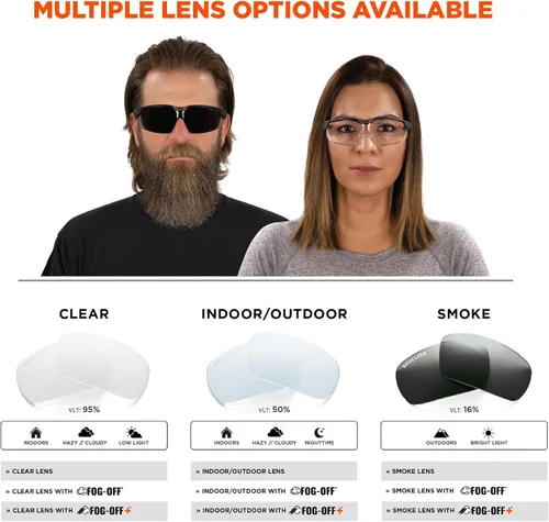 Vista 6 de Ergodyne Skullerz Dellenger Z87 - Gafas de seguridad antivaho con patillas ajustables