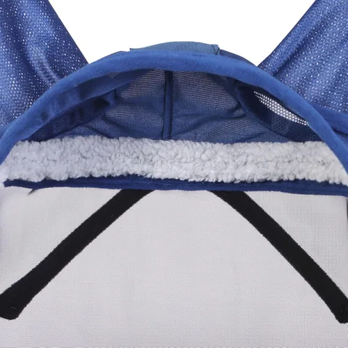 Vista 66 de Harrison Howard Máscara de mosca de caballo luminosa profesional estándar con orejas protección UV para caballo, azul y plateado, pequeño poni Azul