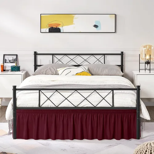 Vista 39 de Biscaynebay Faldas de cama envolventes con esquinas divididas para camas Twin/Twin XL de 15 pulgadas de caída, volantes de polvo elásticos Negro