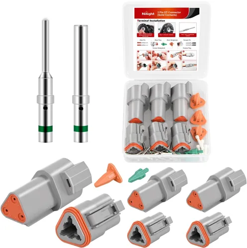 Vista 18 de Nilight Kit de conectores DT de 2 pines, 3 juegos de tamaño 16 contactos sólidos, terminal macho hembra impermeable para conectores de la serie DT