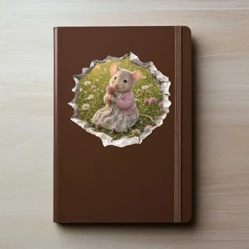 Vista 5 de Wallington Mice - Calcomanía de pared con efecto 3D con diseño de flores, diseño de agujero de ratón