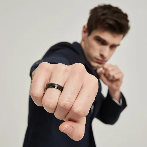 Vista 6 de TRUMIUM - Anillo de boda de carburo de tungsteno de 1564 y 516 de pulgada, para hombres y mujeres, con borde escalonado, grabado en inglés I Love