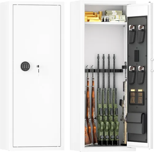 Vista 9 de Greenvelly Caja fuerte para armas 12-16 para rifles y pistolas, acceso rápido con estante ajustable para armas y teclado digital, armarios de armas