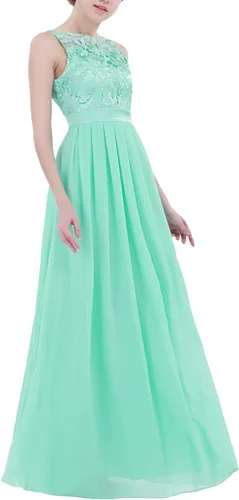 Vista 2 de Hularka Vestido largo de gasa de encaje floral para mujer