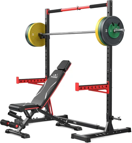 Vista 10 de FLYBIRD SR1 - Estante para sentadillas con barra de dominadas, estante de potencia multifuncional ajustable, soporte de sentadillas de ancho