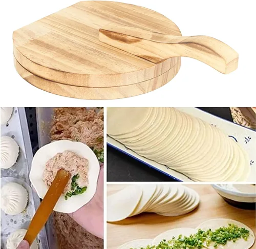 Vista 4 de Herramienta de prensado de masa, herramienta de prensa de tortilla de maíz de madera, molde para hacer albóndigas con mango antideslizante
