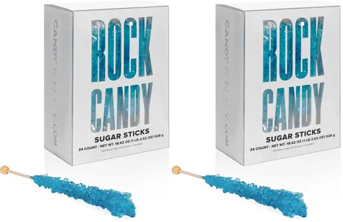 Vista 11 de Blue Rock Candy - Palitos de azúcar con sabor a frambuesa azul, 12 recuerdos de fiesta envueltos individualmente