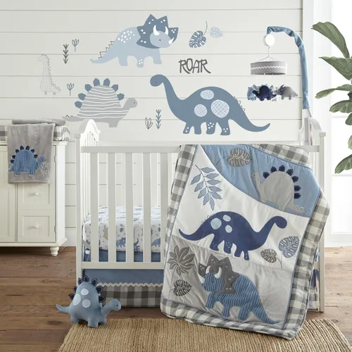 Vista 6 de Levtex Baby - Alfombra de juego Kipton - Dinosaurio - Blanco, Azul y Marina - Accesorios para guardería