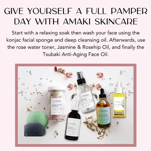 Vista 7 de Juego de flores y sales de baño Amaki Skincare con aceite esencial lavanda, pétalos de rosa, lavanda, caléndula y flores de manzanilla (2 paquete)