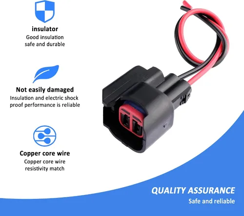 Vista 4 de 2 conectores de inyectores de combustible EV6, conector indispensable para reemplazo de inyector de combustible, conector de inyector de combustible